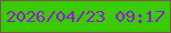 文字の大きさ：2、枠の色：7d554b、背景の色：38cc01、文字の色：9818d2 無料ブログパーツのブログ時計