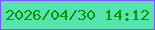 文字の大きさ：4、枠の色：7d57fd、背景の色：55e4ab、文字の色：0e9208 無料ブログパーツのブログ時計