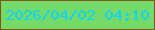 文字の大きさ：1、枠の色：7d581a、背景の色：74da68、文字の色：0fd2ff 無料ブログパーツのブログ時計