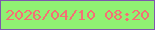 文字の大きさ：4、枠の色：7d58ae、背景の色：90f173、文字の色：f56f75 無料ブログパーツのブログ時計