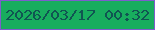 文字の大きさ：5、枠の色：7d5dcc、背景の色：18ad5e、文字の色：105552 無料ブログパーツのブログ時計