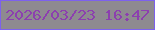 文字の大きさ：5、枠の色：7d61ed、背景の色：8e8a90、文字の色：8c3faf 無料ブログパーツのブログ時計