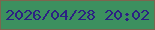文字の大きさ：5、枠の色：7d654e、背景の色：3c905f、文字の色：2c2183 無料ブログパーツのブログ時計
