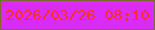 文字の大きさ：2、枠の色：7d682f、背景の色：d92cfa、文字の色：fc2c29 無料ブログパーツのブログ時計