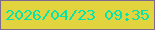 文字の大きさ：4、枠の色：7d6a91、背景の色：e1d43f、文字の色：06e3ad 無料ブログパーツのブログ時計