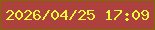 文字の大きさ：3、枠の色：7d6b02、背景の色：ac413e、文字の色：f3fa3a 無料ブログパーツのブログ時計