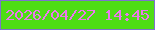文字の大きさ：2、枠の色：7d73cd、背景の色：4edd14、文字の色：eb79ed 無料ブログパーツのブログ時計