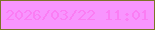 文字の大きさ：5、枠の色：7d7427、背景の色：f895fe、文字の色：fb7df4 無料ブログパーツのブログ時計