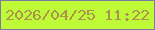 文字の大きさ：2、枠の色：7d7aa8、背景の色：bffa36、文字の色：ac9250 無料ブログパーツのブログ時計