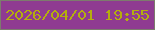 文字の大きさ：4、枠の色：7d7b6d、背景の色：8f3b91、文字の色：b4ae0d 無料ブログパーツのブログ時計