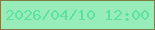 文字の大きさ：3、枠の色：7d7e41、背景の色：97ecb9、文字の色：5be29d 無料ブログパーツのブログ時計