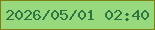 文字の大きさ：2、枠の色：7d8111、背景の色：99d97e、文字の色：2a7542 無料ブログパーツのブログ時計