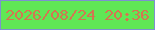 文字の大きさ：4、枠の色：7d91d0、背景の色：60e755、文字の色：d37651 無料ブログパーツのブログ時計