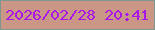 文字の大きさ：5、枠の色：7d968f、背景の色：ca9787、文字の色：ab16e8 無料ブログパーツのブログ時計