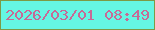 文字の大きさ：1、枠の色：7d9a46、背景の色：65f6e4、文字の色：c76a96 無料ブログパーツのブログ時計