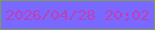 文字の大きさ：4、枠の色：7d9c4f、背景の色：7a69ff、文字の色：c03fb5 無料ブログパーツのブログ時計