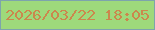 文字の大きさ：5、枠の色：7da4ac、背景の色：9ed97b、文字の色：cb874d 無料ブログパーツのブログ時計