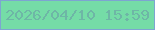 文字の大きさ：4、枠の色：7da5d1、背景の色：75dca7、文字の色：6eb6a6 無料ブログパーツのブログ時計