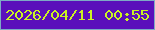 文字の大きさ：1、枠の色：7dabc5、背景の色：5a10bb、文字の色：caf423 無料ブログパーツのブログ時計