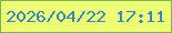 文字の大きさ：3、枠の色：7db25c、背景の色：edfe75、文字の色：3489bf 無料ブログパーツのブログ時計