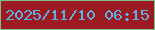 文字の大きさ：3、枠の色：7dbe89、背景の色：9e1a21、文字の色：5cb2ea 無料ブログパーツのブログ時計