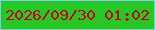 文字の大きさ：5、枠の色：7dcbf3、背景の色：26c924、文字の色：ca0322 無料ブログパーツのブログ時計