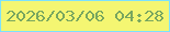 文字の大きさ：1、枠の色：7de1fc、背景の色：f4f672、文字の色：78a65f 無料ブログパーツのブログ時計