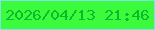 文字の大きさ：1、枠の色：7de3e8、背景の色：3cfb3c、文字の色：09bb2c 無料ブログパーツのブログ時計