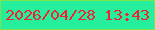 文字の大きさ：2、枠の色：7de549、背景の色：25ee9d、文字の色：f02234 無料ブログパーツのブログ時計