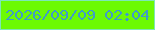 文字の大きさ：5、枠の色：7de7b7、背景の色：6cfa03、文字の色：3f9cc7 無料ブログパーツのブログ時計