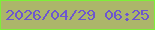 文字の大きさ：4、枠の色：7def39、背景の色：acb66a、文字の色：6d56ce 無料ブログパーツのブログ時計