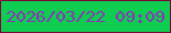 文字の大きさ：4、枠の色：7e0539、背景の色：0ecd51、文字の色：8a34ba 無料ブログパーツのブログ時計