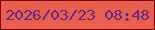 文字の大きさ：1、枠の色：7e0605、背景の色：e95f4f、文字の色：692b7b 無料ブログパーツのブログ時計