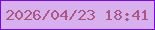 文字の大きさ：4、枠の色：7e06eb、背景の色：d6b1ee、文字の色：ae5680 無料ブログパーツのブログ時計