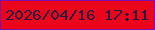 文字の大きさ：3、枠の色：7e10ab、背景の色：ea041c、文字の色：27193d 無料ブログパーツのブログ時計