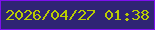 文字の大きさ：5、枠の色：7e10ed、背景の色：2f2474、文字の色：b9cd03 無料ブログパーツのブログ時計