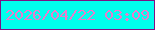 文字の大きさ：1、枠の色：7e1284、背景の色：00ffed、文字の色：e87dcd 無料ブログパーツのブログ時計