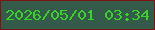 文字の大きさ：4、枠の色：7e1314、背景の色：345a49、文字の色：39d12a 無料ブログパーツのブログ時計