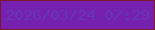文字の大きさ：4、枠の色：7e162e、背景の色：7520ae、文字の色：6635b6 無料ブログパーツのブログ時計