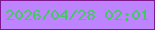 文字の大きさ：2、枠の色：7e188e、背景の色：be83fe、文字の色：43c860 無料ブログパーツのブログ時計