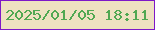 文字の大きさ：5、枠の色：7e18c8、背景の色：eee1c1、文字の色：50a852 無料ブログパーツのブログ時計