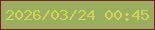 文字の大きさ：5、枠の色：7e1c26、背景の色：9aae5f、文字の色：ced654 無料ブログパーツのブログ時計