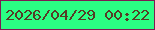 文字の大きさ：2、枠の色：7e1c52、背景の色：2aff83、文字の色：553c26 無料ブログパーツのブログ時計