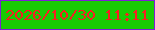 文字の大きさ：2、枠の色：7e1dd8、背景の色：18cb04、文字の色：f81e21 無料ブログパーツのブログ時計