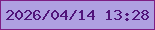 文字の大きさ：3、枠の色：7e1e83、背景の色：afa0e1、文字の色：51147a 無料ブログパーツのブログ時計
