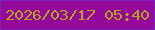 文字の大きさ：3、枠の色：7e1fbf、背景の色：94099a、文字の色：b6a41d 無料ブログパーツのブログ時計