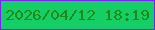 文字の大きさ：4、枠の色：7e20f3、背景の色：15cf66、文字の色：1e8b19 無料ブログパーツのブログ時計