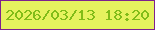 文字の大きさ：5、枠の色：7e218f、背景の色：e6f25e、文字の色：81bc18 無料ブログパーツのブログ時計