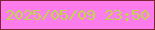 文字の大きさ：5、枠の色：7e2535、背景の色：fb7cea、文字の色：bfd648 無料ブログパーツのブログ時計