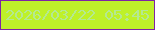 文字の大きさ：2、枠の色：7e25a5、背景の色：bef129、文字の色：b4e992 無料ブログパーツのブログ時計